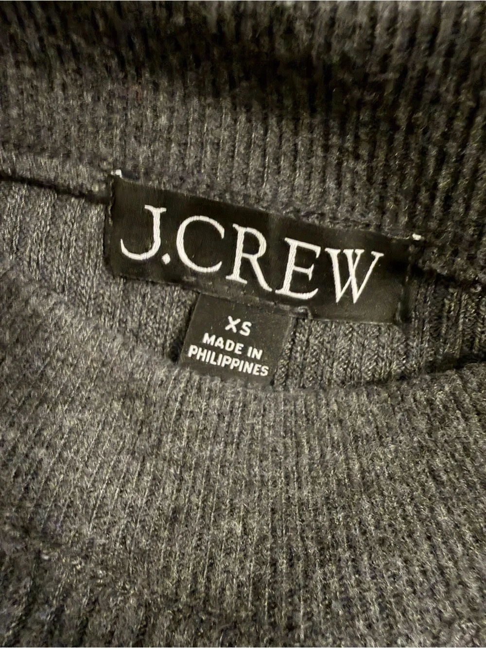 J. Crew The Vintage rib puff-sleeve Top Dark Gray Mockneck